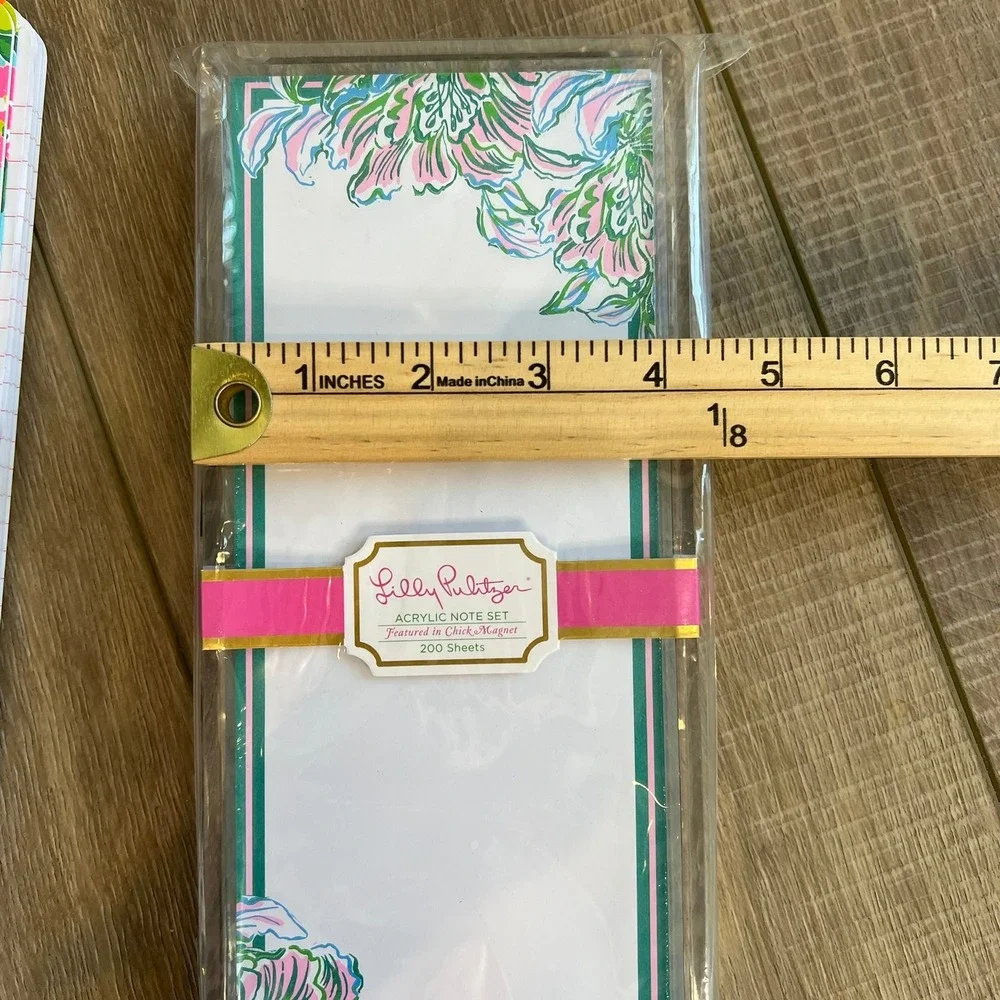 Lilly Pulitzer Set Notebook and Acrylic Note Floral Boujie Colorful Office Desk